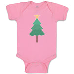 Baby Clothes Christmas Pine Tree and Golden Star on Top Baby Bodysuits Cotton