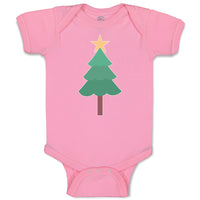 Baby Clothes Christmas Pine Tree and Golden Star on Top Baby Bodysuits Cotton