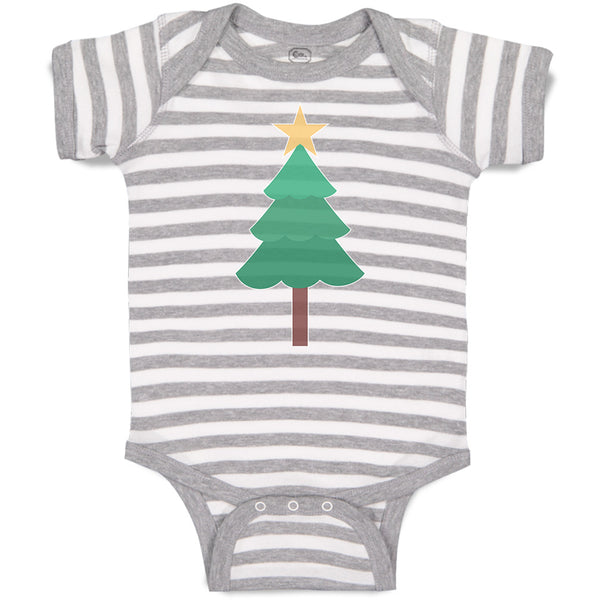 Baby Clothes Christmas Pine Tree and Golden Star on Top Baby Bodysuits Cotton