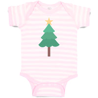 Baby Clothes Christmas Pine Tree and Golden Star on Top Baby Bodysuits Cotton