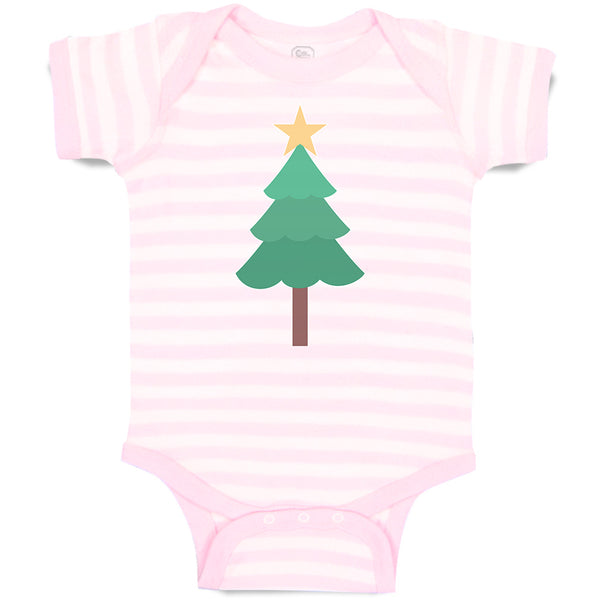 Baby Clothes Christmas Pine Tree and Golden Star on Top Baby Bodysuits Cotton