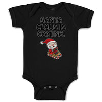 Baby Clothes Santa Claus Is Coming with Snow Riding Stick Baby Bodysuits Cotton