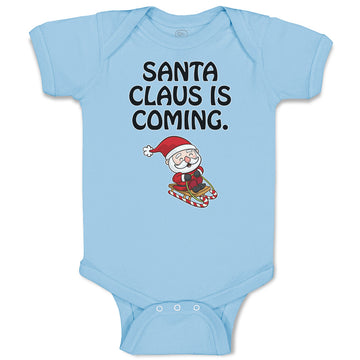 Baby Clothes Santa Claus Is Coming with Snow Riding Stick Baby Bodysuits Cotton
