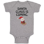 Baby Clothes Santa Claus Is Coming with Snow Riding Stick Baby Bodysuits Cotton