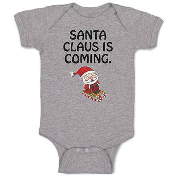Baby Clothes Santa Claus Is Coming with Snow Riding Stick Baby Bodysuits Cotton