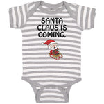Baby Clothes Santa Claus Is Coming with Snow Riding Stick Baby Bodysuits Cotton