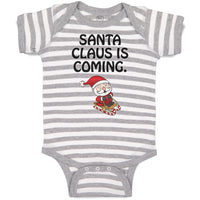 Baby Clothes Santa Claus Is Coming with Snow Riding Stick Baby Bodysuits Cotton