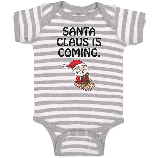 Baby Clothes Santa Claus Is Coming with Snow Riding Stick Baby Bodysuits Cotton