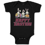 Baby Clothes Happy Easter! 3 Rabbit with Easter Colourful Eggs Baby Bodysuits