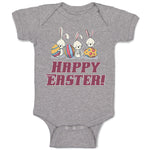 Baby Clothes Happy Easter! 3 Rabbit with Easter Colourful Eggs Baby Bodysuits