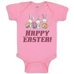 Baby Clothes Happy Easter! 3 Rabbit with Easter Colourful Eggs Baby Bodysuits