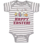 Baby Clothes Happy Easter! 3 Rabbit with Easter Colourful Eggs Baby Bodysuits