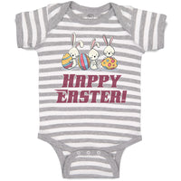 Baby Clothes Happy Easter! 3 Rabbit with Easter Colourful Eggs Baby Bodysuits