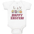 Baby Clothes Happy Easter! 3 Rabbit with Easter Colourful Eggs Baby Bodysuits