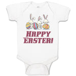 Baby Clothes Happy Easter! 3 Rabbit with Easter Colourful Eggs Baby Bodysuits