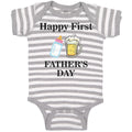 Baby Clothes Happy First Father's Days with Beer Glass and Feeding Bottle Cotton