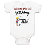 Born to Go Fishing Made to Go to School Boy with Fishing Net Hat and Bag