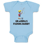Baby Clothes Grandpa's Fishing Buddy Boy Standing with Fishing Net Hat and Bag