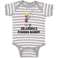 Baby Clothes Grandpa's Fishing Buddy Boy Standing with Fishing Net Hat and Bag