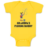 Baby Clothes Grandpa's Fishing Buddy Boy Standing with Fishing Net Hat and Bag