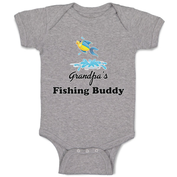 Baby Clothes Grandpa's Fishing Buddy with Jumping Fish and Water Baby Bodysuits