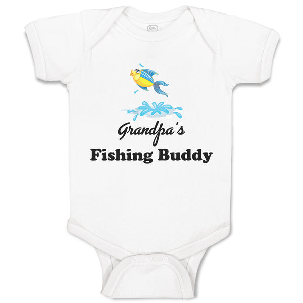 Baby Clothes Grandpa's Fishing Buddy with Jumping Fish and Water Baby Bodysuits