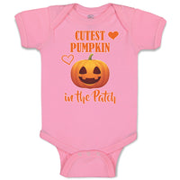 Baby Clothes Cutest Pumpkin in The Patch Smile Face and Hearts Baby Bodysuits