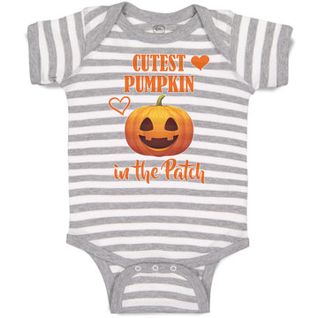 Baby Clothes Cutest Pumpkin in The Patch Smile Face and Hearts Baby Bodysuits