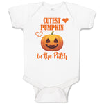 Baby Clothes Cutest Pumpkin in The Patch Smile Face and Hearts Baby Bodysuits