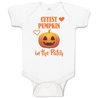 Baby Clothes Cutest Pumpkin in The Patch Smile Face and Hearts Baby Bodysuits