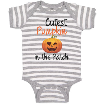 Baby Clothes Cutest Pumpkin in The Patch Pumpkin Winked Smile Face Cotton