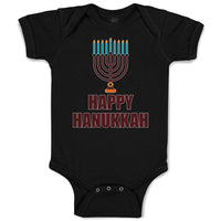 Baby Clothes Happy Hanukkah Menorah Candlestand with 7 Candles Baby Bodysuits