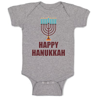 Baby Clothes Happy Hanukkah Menorah Candlestand with 7 Candles Baby Bodysuits