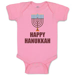 Baby Clothes Happy Hanukkah Menorah Candlestand with 7 Candles Baby Bodysuits