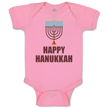 Baby Clothes Happy Hanukkah Menorah Candlestand with 7 Candles Baby Bodysuits