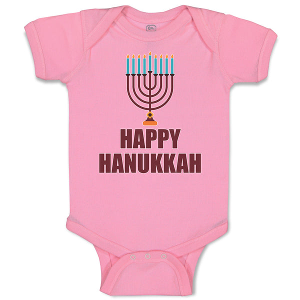 Baby Clothes Happy Hanukkah Menorah Candlestand with 7 Candles Baby Bodysuits