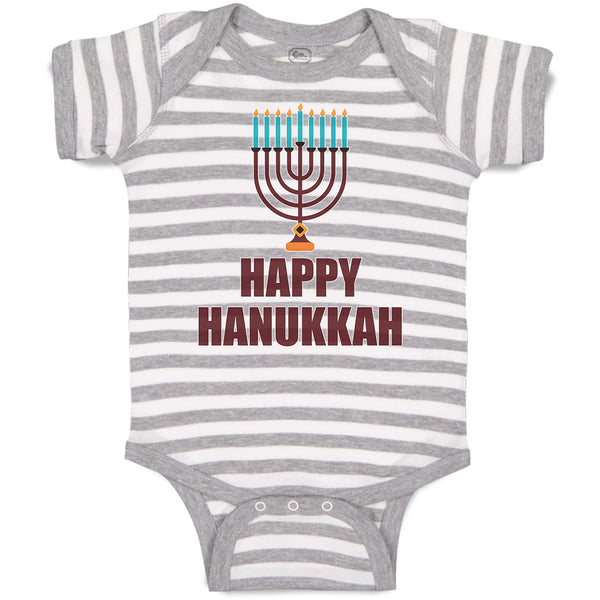 Baby Clothes Happy Hanukkah Menorah Candlestand with 7 Candles Baby Bodysuits