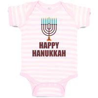 Baby Clothes Happy Hanukkah Menorah Candlestand with 7 Candles Baby Bodysuits