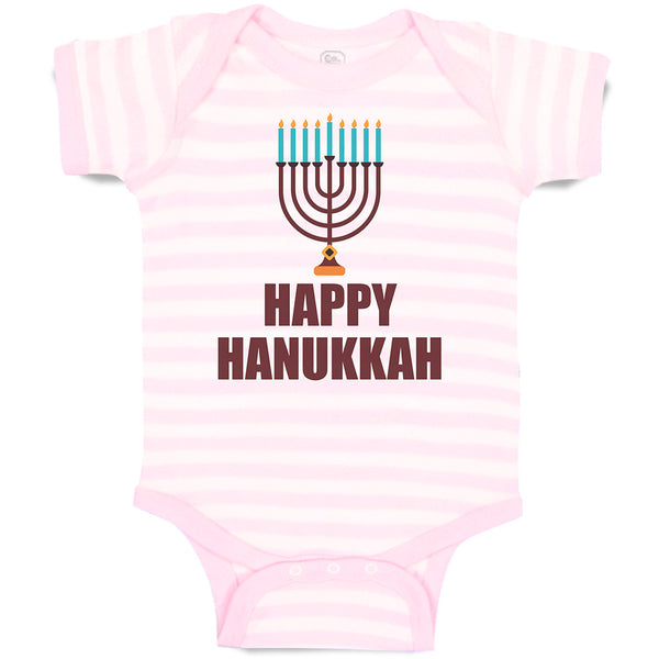 Baby Clothes Happy Hanukkah Menorah Candlestand with 7 Candles Baby Bodysuits