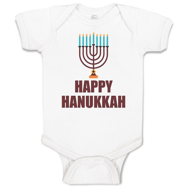 Baby Clothes Happy Hanukkah Menorah Candlestand with 7 Candles Baby Bodysuits