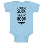 Baby Clothes I Vant to Suck Your Boob with Bat Silhouette Baby Bodysuits Cotton
