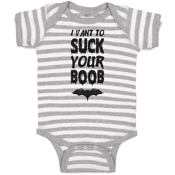 Baby Clothes I Vant to Suck Your Boob with Bat Silhouette Baby Bodysuits Cotton