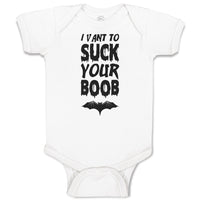 Baby Clothes I Vant to Suck Your Boob with Bat Silhouette Baby Bodysuits Cotton