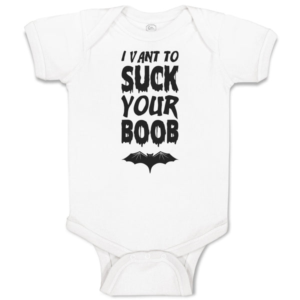 Baby Clothes I Vant to Suck Your Boob with Bat Silhouette Baby Bodysuits Cotton