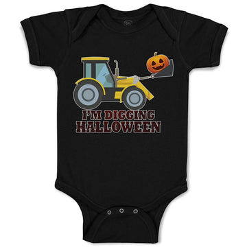 Baby Clothes I'M Digging Halloween with Working Vehicle in Smile Face Cotton