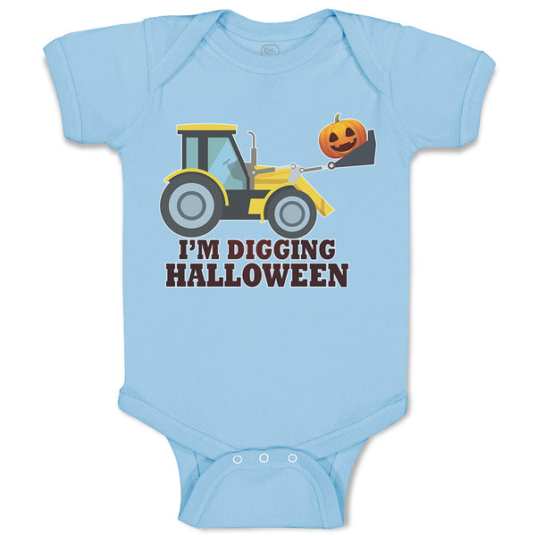Baby Clothes I'M Digging Halloween with Working Vehicle in Smile Face Cotton