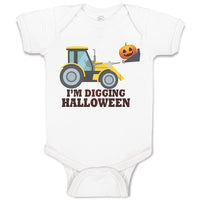 Baby Clothes I'M Digging Halloween with Working Vehicle in Smile Face Cotton