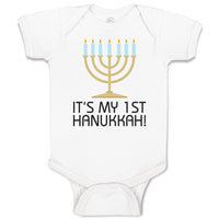 Baby Clothes It's My 1St Hanukkah! Menorah Candlestand with 7 Candles Cotton