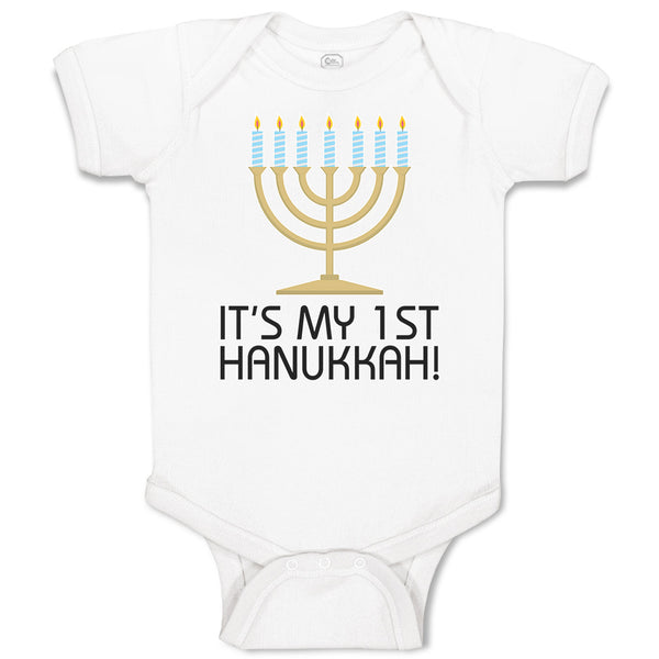 Baby Clothes It's My 1St Hanukkah! Menorah Candlestand with 7 Candles Cotton