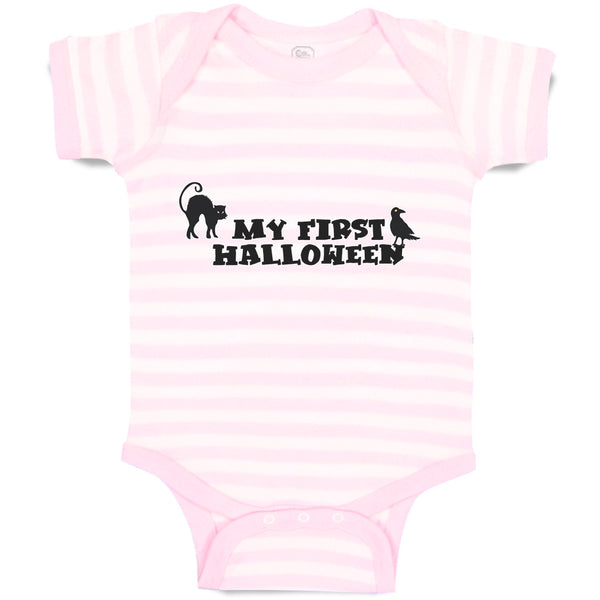 Baby Clothes My Fisrt Halloween with Pet Animal Silhouette Cat and Crow Cotton